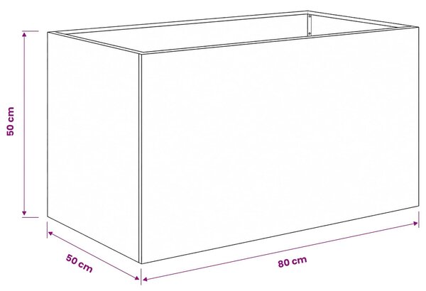 VidaXL Kerti cserép Ezüst 80 x 50 x 50 cm Rozsdamentes Acél