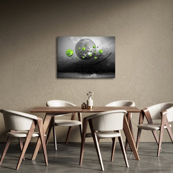 Zöld absztrakt gömbök képe (70x50 cm)
