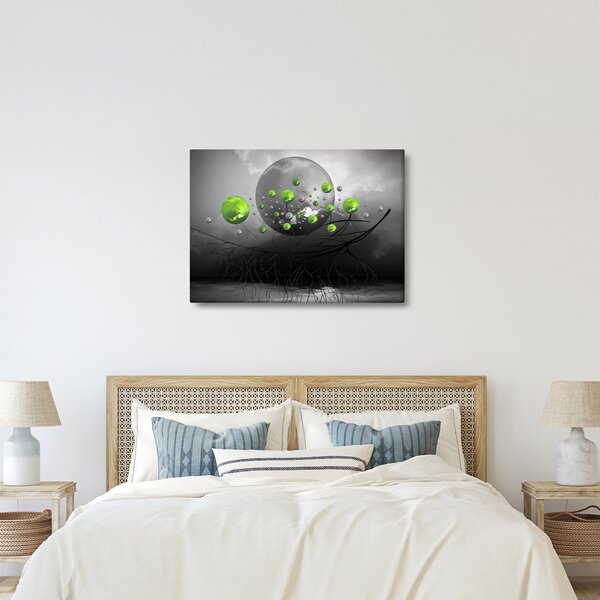 Zöld absztrakt gömbök képe (70x50 cm)