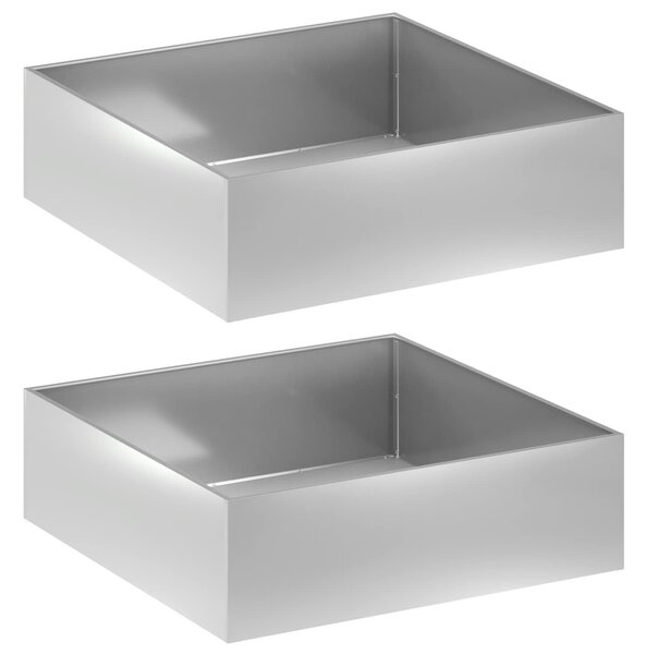 VidaXL Kerti cserép 2 db Ezüst 80 x 80 x 30 cm Horganyzott Acél