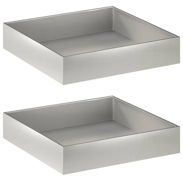 VidaXL Kerti cserép 2 db Ezüst 80 x 80 x 20 cm Rozsdamentes Acél