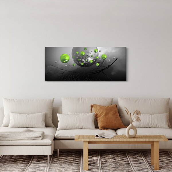 Zöld absztrakt gömbök képe (120x50 cm)