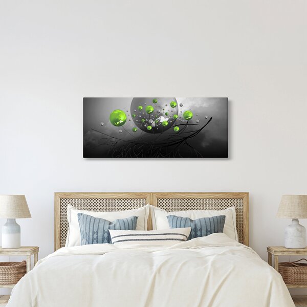 Zöld absztrakt gömbök képe (120x50 cm)