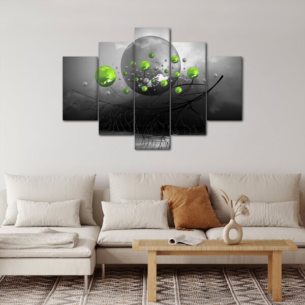 Zöld absztrakt gömbök képe (150x105 cm)