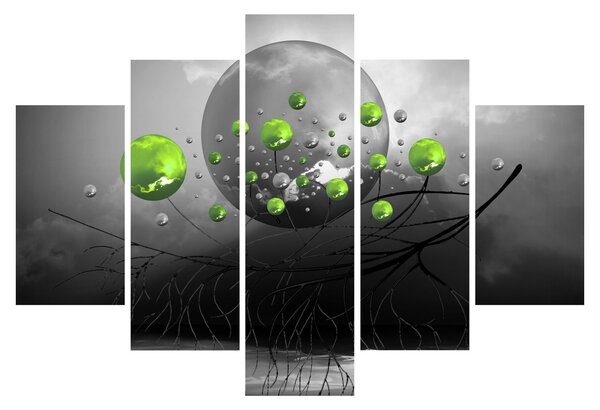 Zöld absztrakt gömbök képe (150x105 cm)