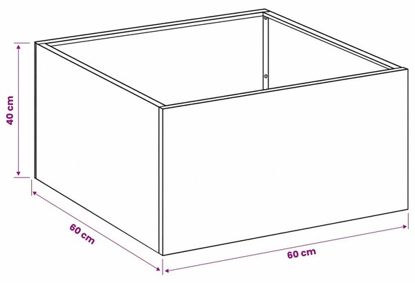 VidaXL Kerti cserép Ezüst 60 x 60 x 40 cm Rozsdamentes Acél
