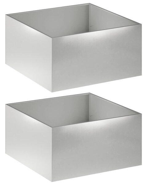 VidaXL Kerti cserép 2 db Ezüst 80 x 80 x 40 cm Rozsdamentes Acél