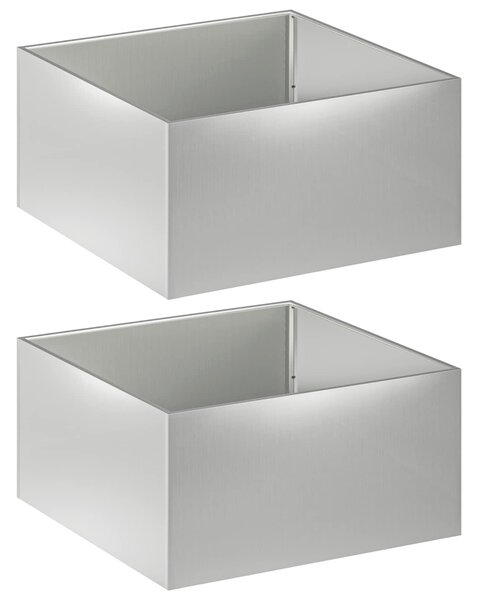 VidaXL Kerti cserép 2 db Ezüst 80 x 80 x 40 cm Horganyzott Acél