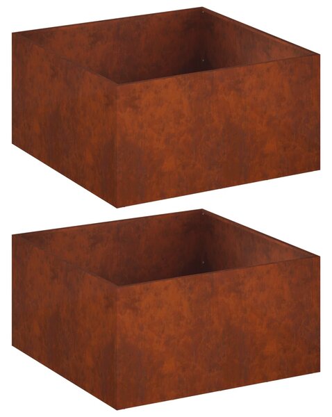 VidaXL Kerti cserép 2 db Rozsdás 100 x 100 x 40 cm Időjárásálló Acél