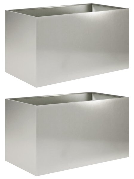 VidaXL Kerti cserép 2 db Ezüst 100 x 50 x 50 cm Rozsdamentes Acél