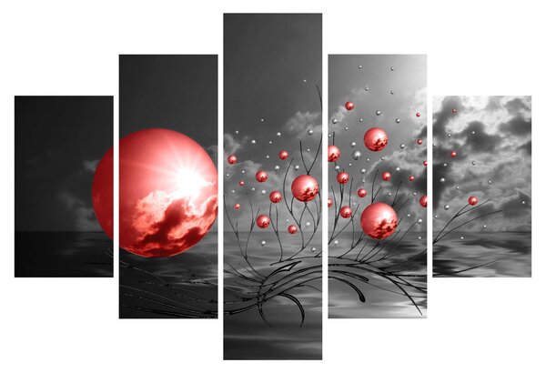 Piros gömbök képe (150x105 cm)