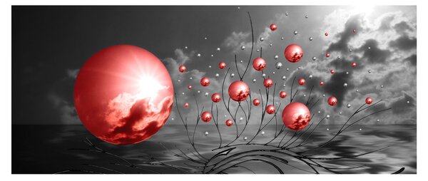 Piros gömbök képe (120x50 cm)