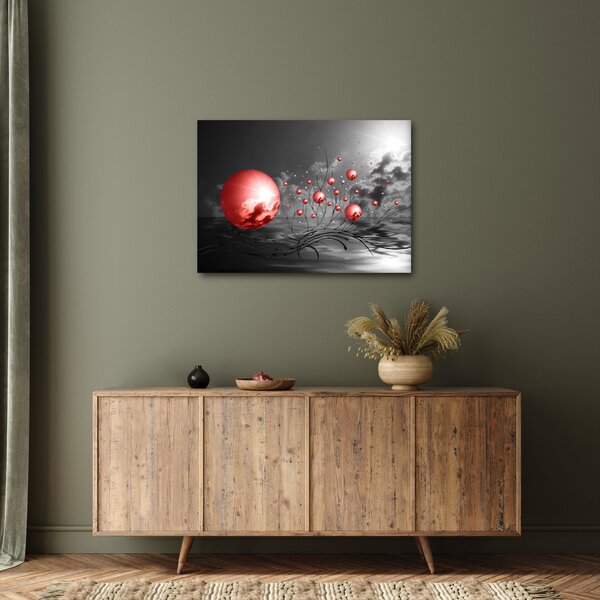 Piros gömbök képe (70x50 cm)