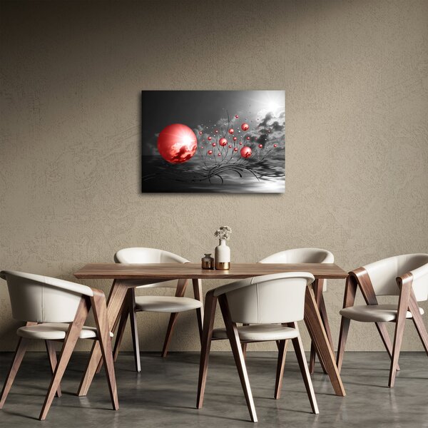 Piros gömbök képe (70x50 cm)