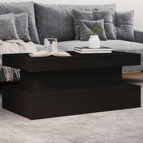 VidaXL LED-es Dohányzóasztal - Fekete - 90x50x40 cm