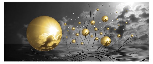 Okker gömbök képe (120x50 cm)