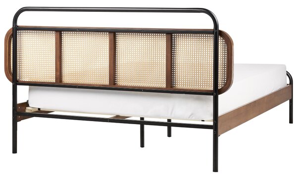 Ágy Rattan BOUSSICOURT 140 x 200 cm Sötétbarna