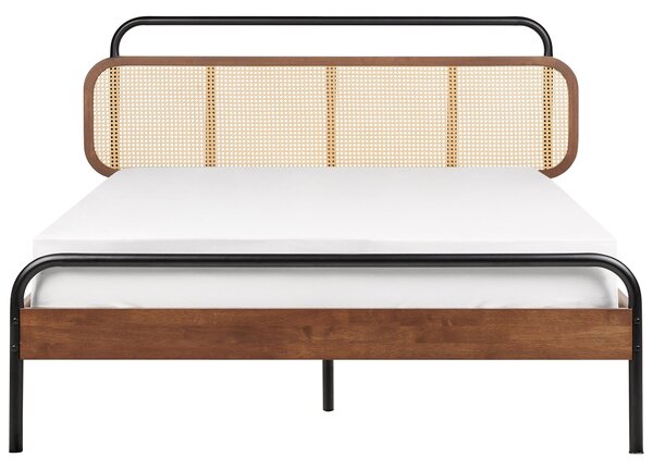 Ágy Rattan BOUSSICOURT 140 x 200 cm Sötétbarna