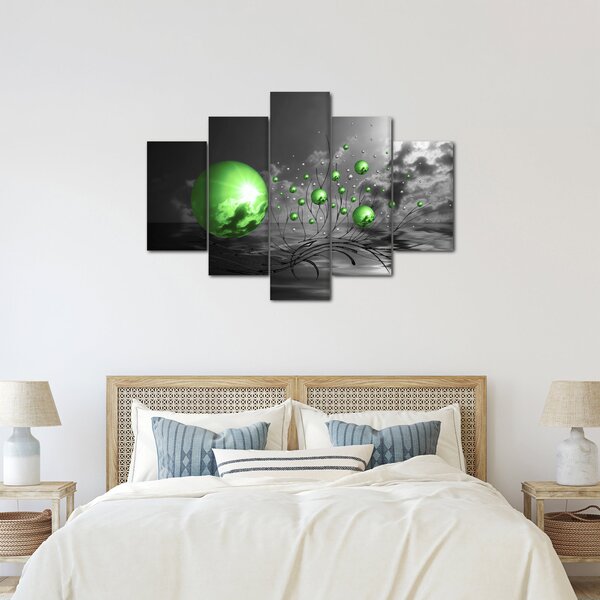 Zöld absztrakt gömbök képe (150x105 cm)