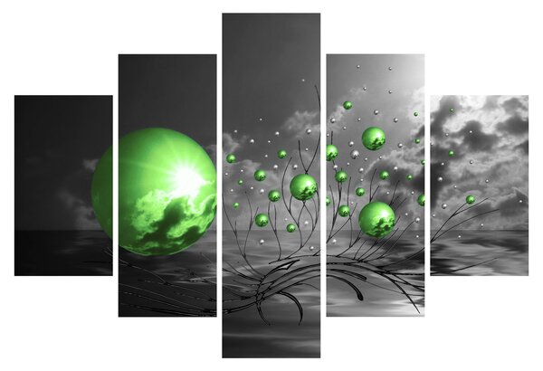 Zöld absztrakt gömbök képe (150x105 cm)