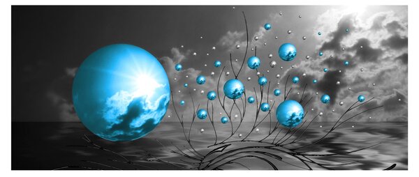 Sötétkék gömbök képe (120x50 cm)