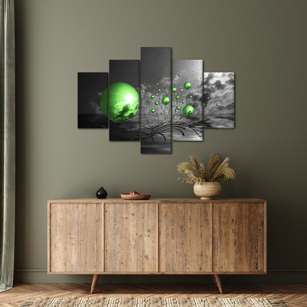 Zöld absztrakt gömbök képe (150x105 cm)