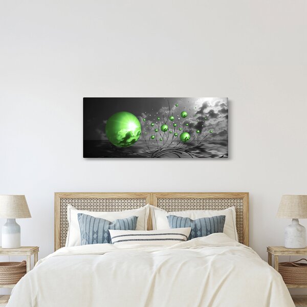 Zöld absztrakt gömbök képe (120x50 cm)