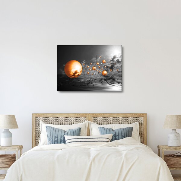 Narancssárga absztrakt gömbök képe (70x50 cm)