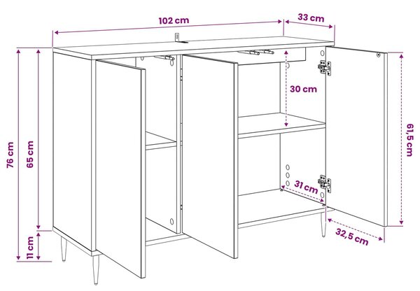 VidaXL Széf GENNEP Sonoma 102 x 33 x 75 cm Szerelt Fa
