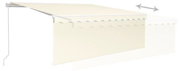 Krémszínű LED-es kézzel kihúzható napellenző redőnnyel 4 x 3 m
