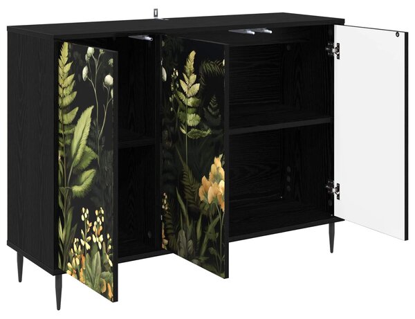 VidaXL Széf RHENEN Fekete Tölgy 102 x 33 x 76 cm Szerelt Fa