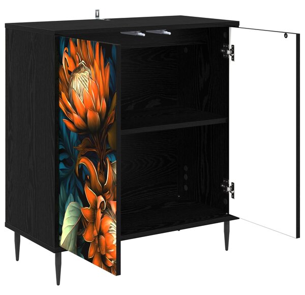 VidaXL Széf LOCHEM Fekete Tölgy 69 x 33 x 76 cm Szerelt Fa