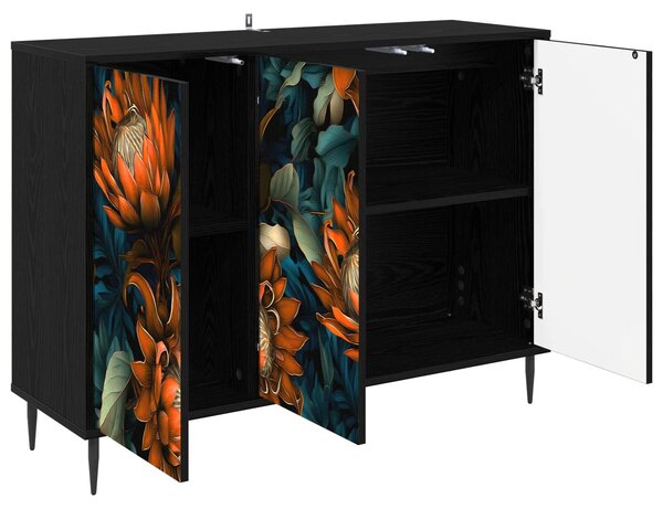 VidaXL Széf LOCHEM Fekete Tölgy 102 x 33 x 76 cm Szerelt Fa