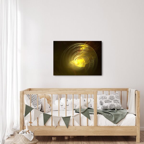 Sárga absztrakt spirál képe (70x50 cm)