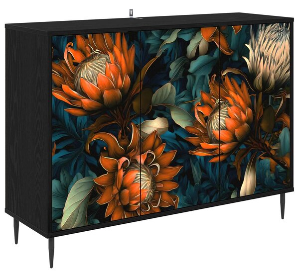 VidaXL Széf LOCHEM Fekete Tölgy 102 x 33 x 76 cm Szerelt Fa
