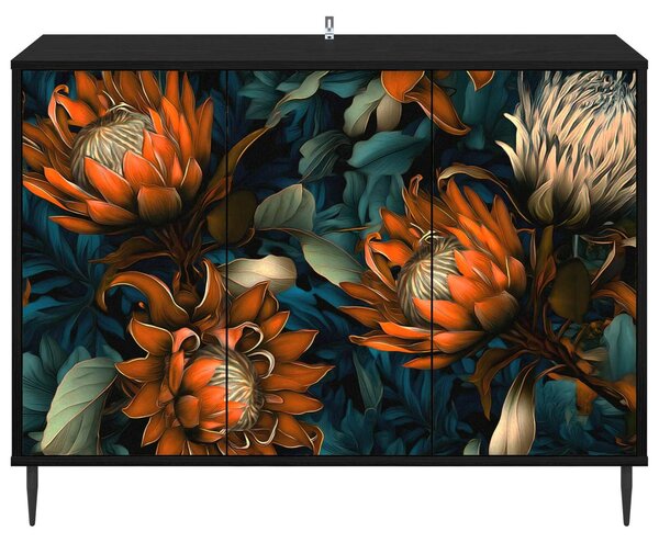 VidaXL Széf LOCHEM Fekete Tölgy 102 x 33 x 76 cm Szerelt Fa