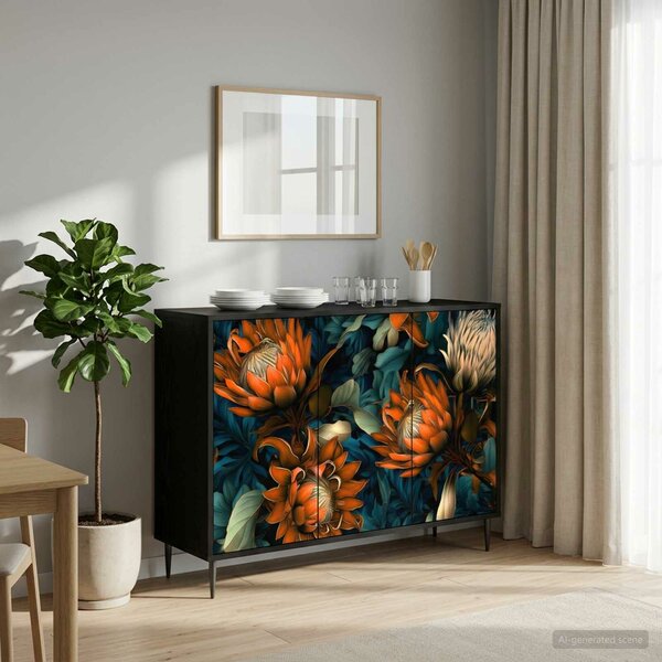 VidaXL Széf LOCHEM Fekete Tölgy 102 x 33 x 76 cm Szerelt Fa