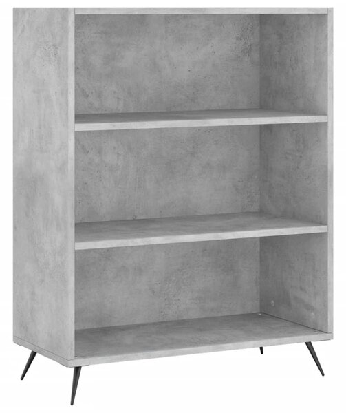 Betonszürke szerelt fa könyvespolc 69,5 x 32,5 x 90 cm