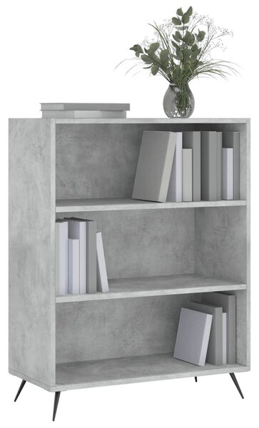 Betonszürke szerelt fa könyvespolc 69,5 x 32,5 x 90 cm
