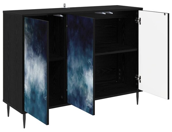 VidaXL Széf RAALTE Fekete Tölgy 102 x 33 x 76 cm Szerelt Fa