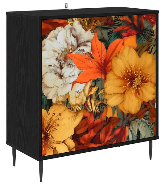 VidaXL Széf GENNEP Fekete Tölgy 69 x 33 x 76 cm Szerelt Fa