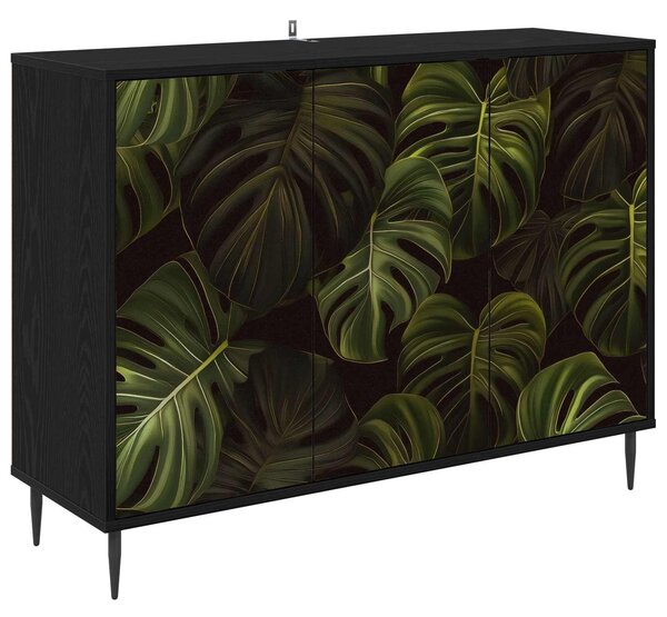 VidaXL Széf ELBURG Fekete Tölgy 102 x 33 x 76 cm Szerelt Fa