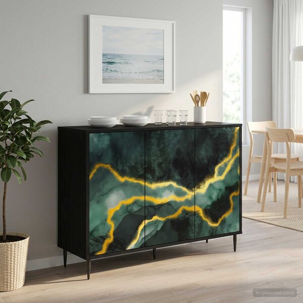 VidaXL Széf WIJHE Fekete Tölgy 102 x 33 x 76 cm Szerelt Fa
