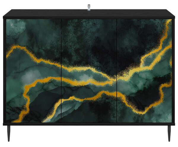 VidaXL Széf WIJHE Fekete Tölgy 102 x 33 x 76 cm Szerelt Fa