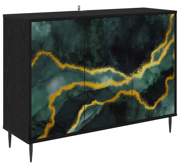 VidaXL Széf WIJHE Fekete Tölgy 102 x 33 x 76 cm Szerelt Fa