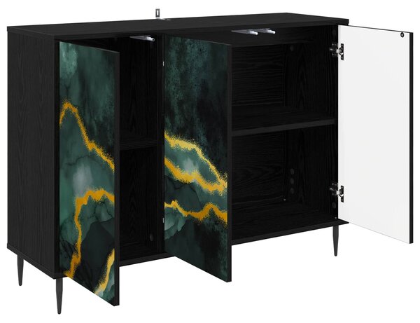VidaXL Széf WIJHE Fekete Tölgy 102 x 33 x 76 cm Szerelt Fa