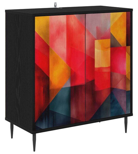VidaXL Széf HEESCH Fekete Tölgy 69 x 33 x 76 cm Szerelt Fa