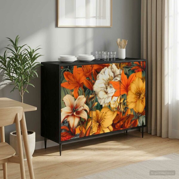 VidaXL Széf GENNEP Fekete Tölgy 102 x 33 x 76 cm Szerelt Fa