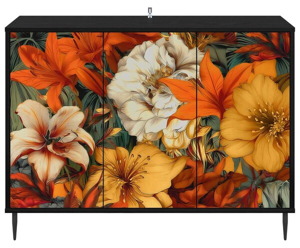 VidaXL Széf GENNEP Fekete Tölgy 102 x 33 x 76 cm Szerelt Fa
