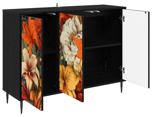VidaXL Széf GENNEP Fekete Tölgy 102 x 33 x 76 cm Szerelt Fa